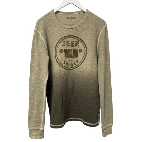 JEEP x LUCKY BRAND Top Medium Waffle Long sleeve Tee Olive Green - Imperfect - Picture 1 of 9